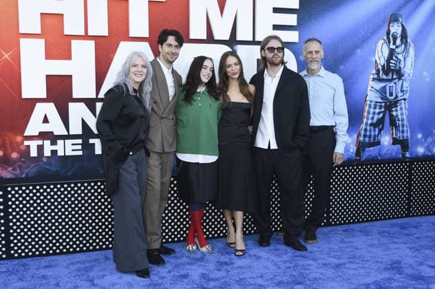 Patrick O Connell, Billie Eilish, Nat Wolff, Maggie Baird, Finneas O Connell, Claudia Sulewski at arrivals for BILLIE EILISH - HIT ME HARD AND SOFT: THE TOUR (LIVE IN 3D) Premiere, Westwood Village Theatre, Los Angeles, CA, May 06, 2026. Photo By: Elizabeth Goodenough Everett Collection BILLIE EILISH - HIT ME HARD AND SOFT: THE TOUR (LIVE IN 3D) Premiere PUBLICATIONXNOTxINxCANxCHNxFRAxITAxJPNxNORxPOLxRUSxESPxUKxUSA