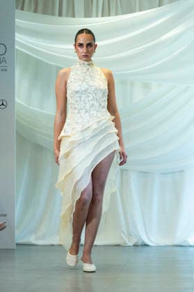 Summer Fashion Week Latam 2026 in Madrid, Spain - 6 MAY 2026. A model walks the runway at the Faride fashion show during the Summer Fashion Week Latam 2026 at the Pons Foundation . Madrid Spain Copyright: xAtilanoxGarciax xSOPAxImagesx photos17771