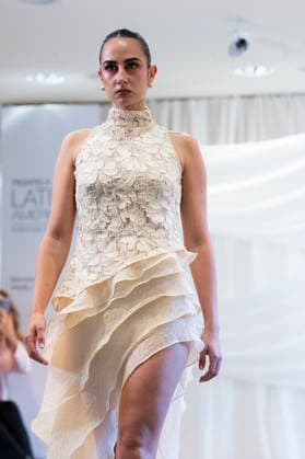 Summer Fashion Week Latam 2026 in Madrid, Spain - 6 MAY 2026. A model walks the runway at the Faride fashion show during the Summer Fashion Week Latam 2026 at the Pons Foundation . Madrid Spain Copyright: xAtilanoxGarciax xSOPAxImagesx photos17772