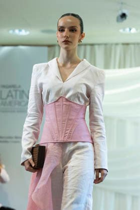 Summer Fashion Week Latam 2026 in Madrid, Spain - 6 MAY 2026. A model walks the runway at the Faride fashion show during the Summer Fashion Week Latam 2026 at the Pons Foundation . Madrid Spain Copyright: xAtilanoxGarciax xSOPAxImagesx photos17778