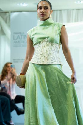 Summer Fashion Week Latam 2026 in Madrid, Spain - 6 MAY 2026. A model walks the runway at the Faride fashion show during the Summer Fashion Week Latam 2026 at the Pons Foundation . Madrid Spain Copyright: xAtilanoxGarciax xSOPAxImagesx photos17782