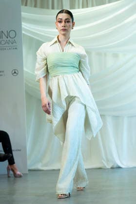Summer Fashion Week Latam 2026 in Madrid, Spain - 6 MAY 2026. A model walks the runway at the Faride fashion show during the Summer Fashion Week Latam 2026 at the Pons Foundation . Madrid Spain Copyright: xAtilanoxGarciax xSOPAxImagesx photos17785