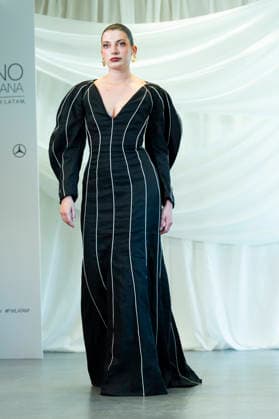 Summer Fashion Week Latam 2026 in Madrid, Spain - 6 MAY 2026. A model walks the runway at the Faride fashion show during the Summer Fashion Week Latam 2026 at the Pons Foundation. Faride f Madrid Spain Copyright: xAtilanoxGarciax xSOPAxImagesx photos17801