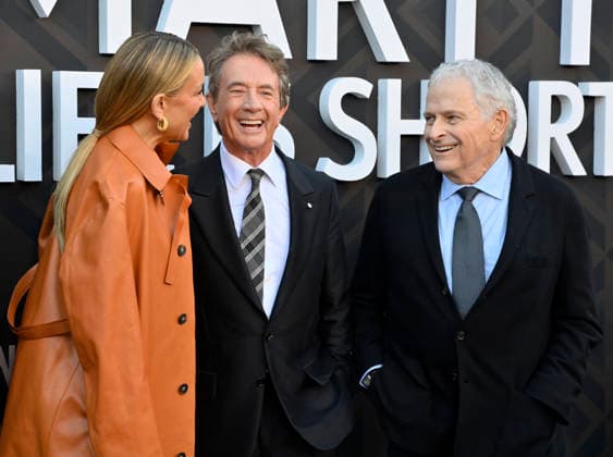 Kate Hudson, Martin Short and director Lawrence Kasden (L-R) attend the premiere of Netflix s documentary Marty Life Is Short at the Egyptian Theatre in the Hollywood section of Los Angeles on Wednesday, May 6, 2026. Storyline: The definitive documentary on comedian Martin Short, exploring his career across film, television, theater and comedy.  LAP2026050620 JIMxRUYMEN