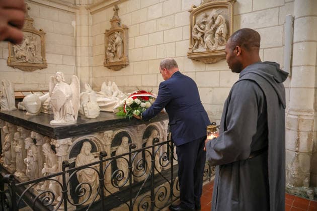 Prince Albert II Visit To Montresor S.A.S. Prince Albert II of Monaco visits Montrésor, Indre-et-Loire, France on May 6, 2026, following the footsteps of one of his ancestors, Imbert de Batarnay (1438-1523). Welcomed by the prefect of Indre-et-Loire and Frédéric Gaultier, mayor of Montrésor, the Sovereign Prince visited the collegiate church where Imbert de Batarnay rests before touring the château and addressing the local population gathered in the park. Photo by Pascal Avenet ABACAPRESS.COM Montresor Indre-et-Loire (37) France  Copyright: xAvenetxPascal ABACAx