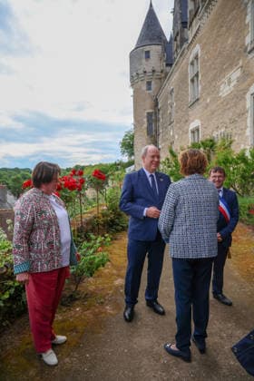 Prince Albert II Visit To Montresor S.A.S. Prince Albert II of Monaco visits Montrésor, Indre-et-Loire, France on May 6, 2026, following the footsteps of one of his ancestors, Imbert de Batarnay (1438-1523). Welcomed by the prefect of Indre-et-Loire and Frédéric Gaultier, mayor of Montrésor, the Sovereign Prince visited the collegiate church where Imbert de Batarnay rests before touring the château and addressing the local population gathered in the park. Photo by Pascal Avenet ABACAPRESS.COM Montresor Indre-et-Loire (37) France  Copyright: xAvenetxPascal ABACAx