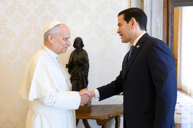 ITALY- REL VATICAN -POPE LEO XVI DURING A PRIVATE AUDIENCE WITH U.S.SECRETARY OF STATE MARCO RUBIO AT THE VATICAN May 7, 2026 ITALY REL - Vatican, May 7, 2026: Pope Leo VIX during a private audience with U.S. Secretary of State Marco Rubio at the Vatican. EDITORIAL USE ONLY - NO BOOKS Copyright: xVATICANxMEDIAx xCatholicxPressxPhotox