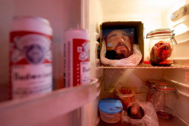 A head of a victim of Jeffrey Dahmer, as found by investigators in the refrigerator, on display at the True Crime exhibition Serial Killer in Cologne Ehrenfeld Cologne, 07 05 2026 NRW Germany Copyright: xChristophxHardtx