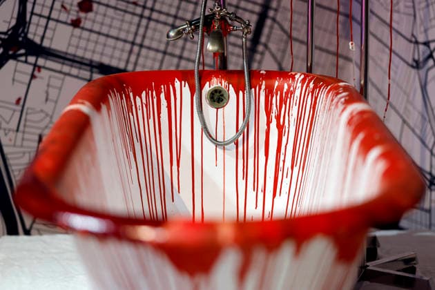 The blood-splattered bathtub of Richard Chase, the vampire of Sacramento, on display in the True Crime exhibition Serial Killer in Cologne Ehrenfeld Cologne, 07 05 2026 NRW Germany Copyright: xChristophxHardtx