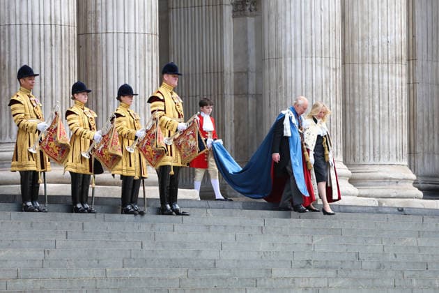 King Charles III attends a service at St Paul s Cathedral LONDON, UK - MAY 07: King Charles III and Lord Mayor of London Dame Susan Langley leave St Paul s Cathedral after attending a service for the Order of St Michael and St George in London, United Kingdom on May 07, 2026. Zeynep Demir Anadolu London United Kingdom. Editorial use only. Please get in touch for any other usage.  Copyright: x2026xAnadoluxZeynepxDemirx