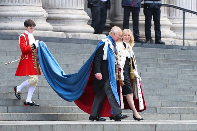 King Charles III attends a service at St Paul s Cathedral LONDON, UK - MAY 07: King Charles III and Lord Mayor of London Dame Susan Langley leave St Paul s Cathedral after attending a service for the Order of St Michael and St George in London, United Kingdom on May 07, 2026. Zeynep Demir Anadolu London United Kingdom. Editorial use only. Please get in touch for any other usage.  Copyright: x2026xAnadoluxZeynepxDemirx
