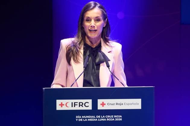 Pamplona. Navarra. 7 mayo 2026. Casa Real. Acto Cruz Roja. La Reina Letizia visita Pamplona para presidir el acto de conmemoracion del Dia Mundial de la Cruz Roja y de la Media Luna Roja, en el Museo Universidad de Navarra de Pamplona; acompanada de la presidenta de Navarra, Maria Chivite; el ministro del Interior, Fernando Grande-Marlaska; y la presidenta de Cruz Roja Espana, Maria del Mar Pageo, en Pamplona a 7 de mayo de 2026. CrÃ dito: Inigo Alzugaray Cordon Press Spanish Queen Letizia Attends Celebration The World Red Cross And Red Crescent Day, Pamplona - 07 May 202 Cordon Press 