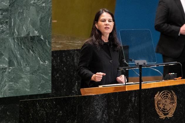 May 7, 2026, Bronx, New York, USA: Annalena Baerbock, President of the General Assembly speaks during Second International Migration Review Forum at UN General Assembly Hall at UN Headquarters in New York, NY on May 7, 2026. Bronx USA - ZUMAr339 20260507_znp_r339_002 Copyright: xLevxRadinx