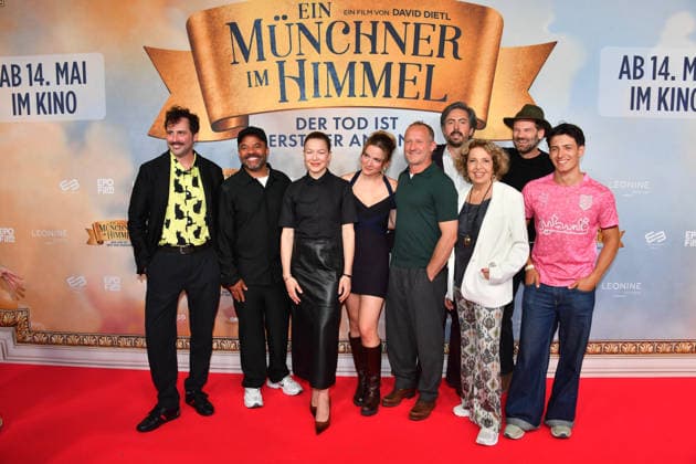 Group photo cast premiere Ein Münchner im Himmel Death is just the beginning Movie Mathäser Filmpalast Munich 06 May 2026