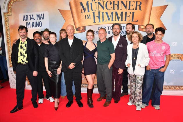 Group photo cast premiere Ein Münchner im Himmel Death is just the beginning Movie Mathäser Filmpalast Munich 06 May 2026