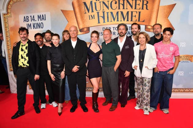 Group photo cast premiere Ein Münchner im Himmel Death is just the beginning Movie Mathäser Filmpalast Munich 06 May 2026