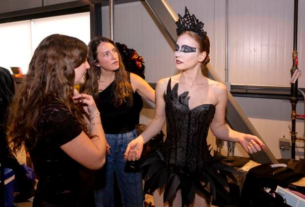May 07,, 2026 - Denver, Colorado, USA - Backstage at the 20th Annual Denver Paper Fashion Show. Using only paper to create haute couture, fashion designers created dozens of wearable art designs for this year s show themed Folded in Time. Produced by the One Club for Creativity Denver, the runway show is a fundraiser for Downtown Aurora Visual Arts, which provides after-school arts programs for local youth. Denver USA  - ZUMAce6_ 20260507_zaf_ce6_014 Copyright: xBrianxCahnx