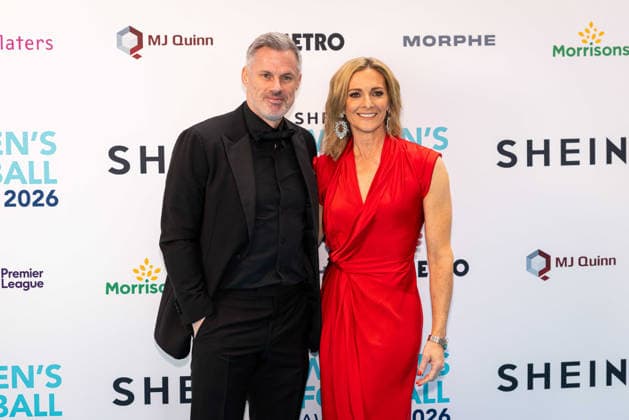 Womens Football Awards hosted at The Chancery Roswood, London, UK on 7 May 2026 Jamie Carragher and Gabby Logan on the red carpet at the Women™s Football Awards 2026, Credit:Liam Daysh-Holmes Avalon  Copyright: xLiamxDaysh-Holmesx xAvalonx 1097209528