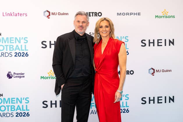 Womens Football Awards hosted at The Chancery Roswood, London, UK on 7 May 2026 Jamie Carragher and Gabby Logan on the red carpet at the Women™s Football Awards 2026, Credit:Liam Daysh-Holmes Avalon  Copyright: xLiamxDaysh-Holmesx xAvalonx 1097209810