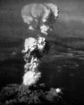 RECORD DATE NOT STATED Atomic bomb at Hiroshima World War II - Atomic bomb, Hiroshima August 1945. The atomic bombings of the cities of Hiroshima and Nagasaki in Japan were conducted by the United States during the final stages of World War II in 11945. The two events are the only use of nuclear weapons in war to date. Editorial use only. All other uses to be cleared with the copyright owner (World History Archive), in advance., WHA_037_0571.jpg, World War II; Atomic bomb; Hiroshima; August 1945; United States; Japan; nuclear weapons; bombings; Hiroshima and Nagasaki; World War II history; atomic bomb explosion; nuclear warfare; devastation; destruction; war crimes; historical event; military history; nuclear attack; mushroom cloud; radiati Copyright: xx