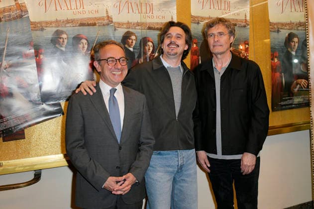 Luigi Estero, Damiano Michieletto and Martin Kochendörfer at the premiere of the feature film Vivaldi and I at Cinema Paris Berlin, 07 05 2026 Foto:xM.xBehrensx xFuturexImagex behrens_6512