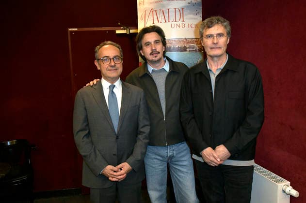 Luigi Estero, Damiano Michieletto and Martin Kochendörfer at the premiere of the feature film Vivaldi and I at Cinema Paris Berlin, 07 05 2026 Foto:xM.xBehrensx xFuturexImagex behrens_6513