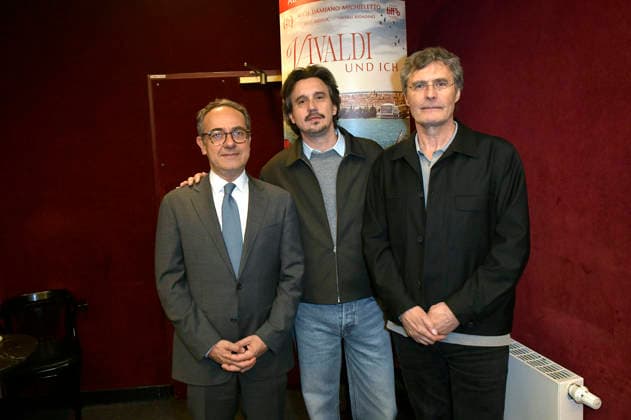 Luigi Estero, Damiano Michieletto and Martin Kochendörfer at the premiere of the feature film Vivaldi and I at Cinema Paris Berlin, 07 05 2026 Foto:xM.xBehrensx xFuturexImagex behrens_6514