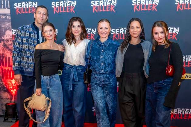 ABB SERIENKILLER Florian Thunemann Actor , Amrei Haardt Actress , Bianca Hein Actress , Ania Niedieck Actress , Shaolyn Fernandez Actress , Julia Wiedemann Actress at the opening of the True Crime Exhibition Serial Killer on 07 05 2026 in Cologne Ehrenfeld NRW Germany