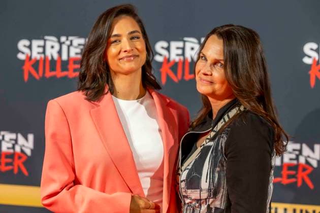 ABB SERIAL KILLER Amira Aly presenter with her mother Mirjam Svetnik at the opening of the True Crime exhibition Serial Killer on 07 05 2026 in Cologne Ehrenfeld NRW Germany