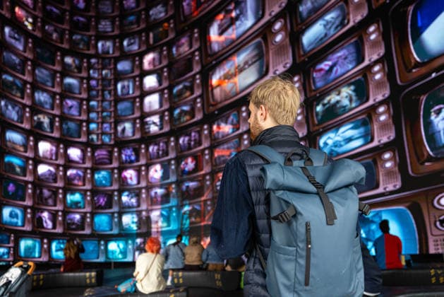 Launch of Sir David Attenborough Installation at Outernet, London, 08 May 2026 Person watching the Sir David Attenborough Installation at Outernet, London, 08 May 2026, Credit:Liam Daysh-Holmes Avalon  Copyright: xLiamxDaysh-Holmesx xAvalonx 1097360511
