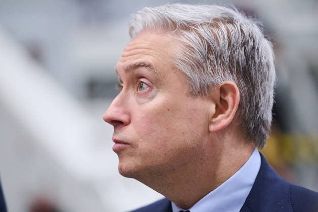 May 8, 2026, Toronto, On, Canada: Minister of Finance and National Revenue Francois-Philippe Champagne looks on during a tour of Bombardier s aircraft assembly centre in Mississauga, Ont., on Friday, May 8, 2026. Toronto Canada  - ZUMAc35_ 20260508_zaf_c35_041 Copyright: xSammyxKoganx