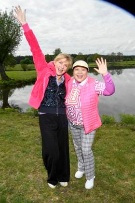 ABB PROMIGOLF Nana Kuckuck and Prof Yu Zhang host on the green at the first charity celebrity AM golf tournament for Kinderwohl Berlin and Geka e V at the Golf und Country Club am Motzener See in Mittenwalde Brandenburg on 09 05 2026 Brandenburg Germany