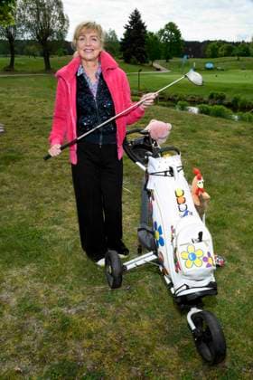 ABB PROMIGOLF Nana Kuckuck as a guest on the green at the first Charity Promi AM Golfrunier zu gunstemn von Kinderwohl Berlin und Geka e V at the Golf und Country Club am Motzener See in Mittenwalde Brandenburg am 09 05 2026 Brandenburg Germany