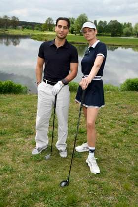 ABB PROMIGOLF Timur Uelker and Rebecca Kunikowski as guests at the first Charity Promi AM Golfrunier zu gunstemn von Kinderwohl Berlin und Geka e V at the Golf und Country Club am Motzener See in Mittenwalde Brandenburg on 09 05 2026 Brandenburg Germany