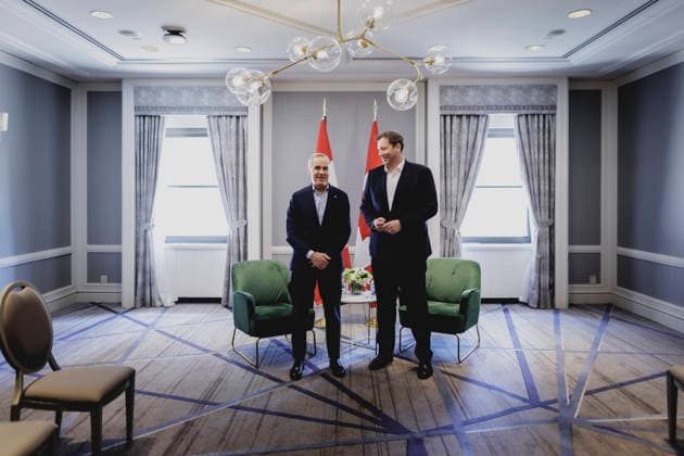 R L Lars Klingbeil, Federal Minister of Finance, meets Mark Carney, Prime Minister of Canada, for talks in Toronto, 09 05 2026 Photographed on behalf of the Federal Ministry of Finance Toronto Canada Copyright: xFlorianxGaertner BMFx