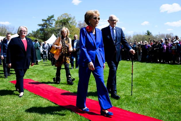 May 9, 2026, Ottawa, On, Canada: Princess Margriet of the Netherlands walks towards a tree planting ceremony with her husband Pieter van Vollenhoven as they attend the opening ceremony of the Canadian Tulip Festival in Ottawa, on Saturday, May 9, 2026. Princess Margriet is visiting Ottawa, the city where she was born during the Second World War. The princess was born at the Ottawa Civic Hospital after the Dutch royal family fled to Canada to escape Nazi occupying forces in 1940. Ottawa Canada  - ZUMAc35_ 20260509_zaf_c35_015 Copyright: xSpencerxColbyx