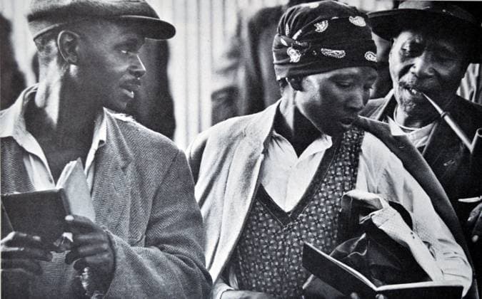 RECORD DATE NOT STATED South African Pass laws were a feature of the country s apartheid system, until effectively ended in 1986. South African Pass laws were a feature of the country s apartheid system, until effectively ended in 1986. The black population was required to carry these pass books with them when outside their homelands or designated areas Editorial use only. All other uses to be cleared with the copyright owner (World History Archive), in advance., WHA_047_0066.jpg, South Africa; apartheid; pass laws; black population; homelands; designated areas; segregation; discrimination; racial inequality; apartheid system; racial oppression; racial segregation; racial discrimination; racial injustice; racial prejudice; racial division; Copyright: xWorldxHistoryxArchivex