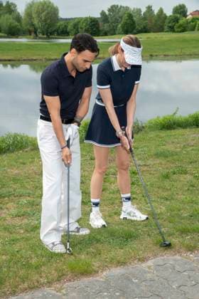 ABB PROMIGOLF Timur Uelker with Rebecca Kunikowski host at the first charity celebrity AM golf tournament for the benefit of Kinderwohl Berlin and Geka e V at the Golf und Country Club am Motzener See in Mittenwalde Brandenburg on 09 05 2026 Brandenburg Germany