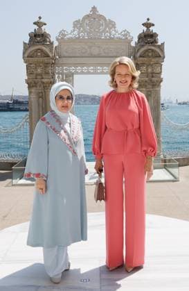 Turkish First Lady Emine Erdogan and Queen Mathilde of Belgium meet in Istanbul, on the first day of a Belgian economic mission to Turkey, on Sunday 10 May 2026. The Queen of the Belgians is visiting Turkey from 10 to 14 May.  POOLxBENOITxDOPPAGNE 173395346