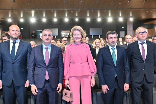 Belgian Queen Mathilde in Istanbul ISTANBUL, TURKIYE - MAY 10: Belgian Queen Mathilde (C), Baykar Board Chairman, Selcuk Bayraktar (2nd R), Baykar CEO Haluk Bayraktar (2nd L), attend the Ozdemir Bayraktar National Technology Center as part of an Economic Mission in Istanbul, Turkiye, on May 10, 2026. Elif Ozturk Anadolu Istanbul Turkey. Editorial use only. Please get in touch for any other usage.  Copyright: x2026xAnadoluxElifxOzturkx