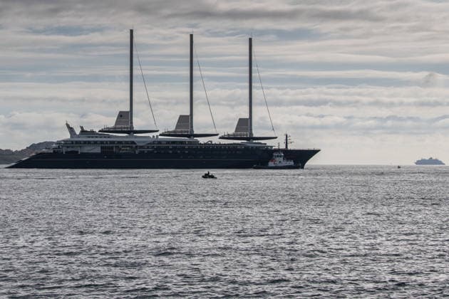 The Orient Express Corinthian - Marseille The luxury cruise ship Orient Express Corinthian is seen leaving Marseille harbor, escorted by a tugboat, as it sails off the Marseille coastline under a cloudy sky in Marseille, France on May 10, 2026. Photo by Fabrice Sapte ABACAPRESS.COM Marseille France  Copyright: xSaptexFabrice ABACAx