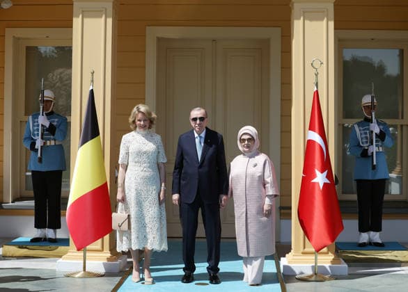 Turkish President Recep Tayyip Erdogan ISTANBUL, TURKIYE - MAY 11: (----EDITORIAL USE ONLY - MANDATORY CREDIT - TURKISH PRESIDENCY MUSTAFA KAMACI HANDOUT - NO MARKETING NO ADVERTISING CAMPAIGNS - DISTRIBUTED AS A SERVICE TO CLIENTS----) Turkish President Recep Tayyip Erdogan and Turkish First Lady Emine Erdogan meet with Queen Mathilde of Belgium at Dolmabahce Palace in Istanbul, Turkiye, on May 11, 2026. TUR Presidency Mustafa Kamaci Anadolu Istanbul Turkey. Editorial use only. Please get in touch for any other usage.  Copyright: x2026xAnadoluxTURxPresidencyx xMustafaxKamacix