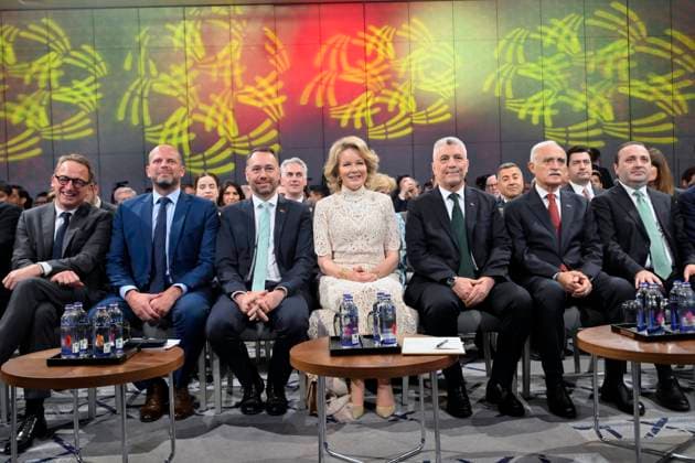 Queen Mathilde Attends 2026 Turkey Economic Mission ISTANBUL, TURKEY - MAY 11: Boris Dillies (MR) Minister-President of the Government of the Brussels-Capital Region responsible for Security, Tourism, Energy, Scientific Research, External Relations, the Brussels Fire and Emergency Medical Service (SIAMU), and Bicultural Affairs, Theo Francken (N-VA), Minister of Defence of Federal Government, Maxime Prevot (Les Engages), Deputy Prime Minister and Minister of Foreign Affairs foreign of Federal Government, Queen Mathilde of Belgium pictured during the official launch event of the mission in presence of Omer Bolat, Minister of Trade during the Belgian Economic Mission to the Republic of Turkey on May 11, 2026 in Istanbul, Turkey, 11 05 2026 Copyright: xPhilipxReynaersx