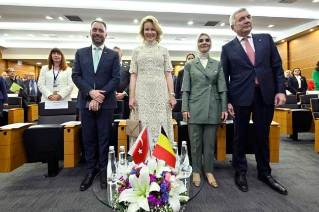 Queen Mathilde Attends 2026 Turkey Economic Mission ISTANBUL, TURKEY - MAY 11: Maxime Prevot (Les Engages), Deputy Prime Minister and Minister of Foreign Affairs foreign of Federal Government, Queen Mathilde of Belgium, Mahinur Ozdemir Goktas, Minister of Family and Social Service and Erdal Bahc1va, Chairperson of the Board of Directors of the Istanbul Chamber of Industry pictured attending The business world and entrepreneurship as drivers of women s empowerment during the Belgian Economic Mission to the Republic of Turkey on May 11, 2026 in Istanbul, Turkey, 11 05 2026 Istanbul Turkey  Copyright: xPhilipxReynaersx