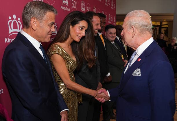 King Charles and Queen Camilla attend A King s Trust Celebration King Charles meets George and Amal Clooney as he attends A King s Trust Celebration to mark the 50th anniversary of the charity. The King s Trust, formerly known as The Prince s Trust, helps those from disadvantaged communities, at the Royal Albert Hall, London, UK, on the 11th May 2026. Picture by Aaron Chown WPA-Pool London Royal Albert Hall London United Kingdom  WHA-0817