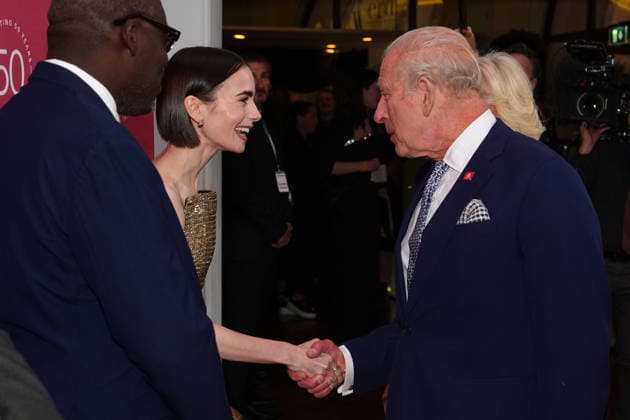 King Charles and Queen Camilla attend A King s Trust Celebration King Charles meets Lily Collins as he attends A King s Trust Celebration to mark the 50th anniversary of the charity. The King s Trust, formerly known as The Prince s Trust, helps those from disadvantaged communities, at the Royal Albert Hall, London, UK, on the 11th May 2026. Picture by Aaron Chown WPA-Pool London Royal Albert Hall London United Kingdom  WHA-0817