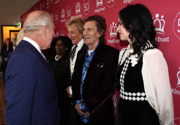 King Charles and Queen Camilla attend A King s Trust Celebration King Charles meets Rod Stewart, Ronnie Wood and Sally Wood as he attends A King s Trust Celebration to mark the 50th anniversary of the charity. The King s Trust, formerly known as The Prince s Trust, helps those from disadvantaged communities, at the Royal Albert Hall, London, UK, on the 11th May 2026. Picture by Adrian Dennis WPA-Pool London Royal Albert Hall London United Kingdom  WHA-0817