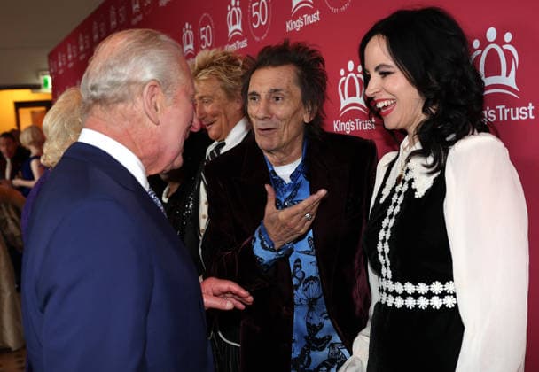 King Charles and Queen Camilla attend A King s Trust Celebration King Charles meets Rod Stewart, Ronnie Wood and Sally Wood as he attends A King s Trust Celebration to mark the 50th anniversary of the charity. The King s Trust, formerly known as The Prince s Trust, helps those from disadvantaged communities, at the Royal Albert Hall, London, UK, on the 11th May 2026. Picture by Adrian Dennis WPA-Pool London Royal Albert Hall London United Kingdom  WHA-0817