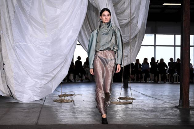 AUSTRALIAN FASHION WEEK, A model walks the runway wearing creations by Australian designer Bianca Spender, during Australian Fashion Week in Sydney, Tuesday, May 12, 2026. ( NO ARCHIVING SYDNEY NEW SOUTH WALES AUSTRALIA  Copyright: xDANxHIMBRECHTSx 20260512143761550298