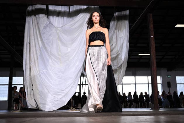 AUSTRALIAN FASHION WEEK, A model walks the runway wearing creations by Australian designer Bianca Spender, during Australian Fashion Week in Sydney, Tuesday, May 12, 2026. ( NO ARCHIVING SYDNEY NEW SOUTH WALES AUSTRALIA  Copyright: xDANxHIMBRECHTSx 20260512126268241224